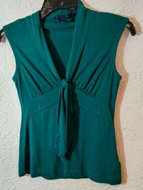Banana Republic Emerald Green Sleeveless Empire Style Top W Tied Sash Size XS